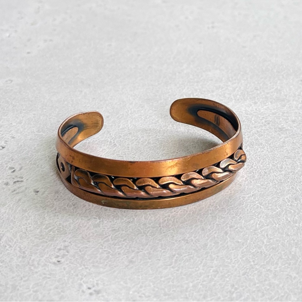 Copper Braided Twist Chain Native American Southwestern Style Cuff Bracelet